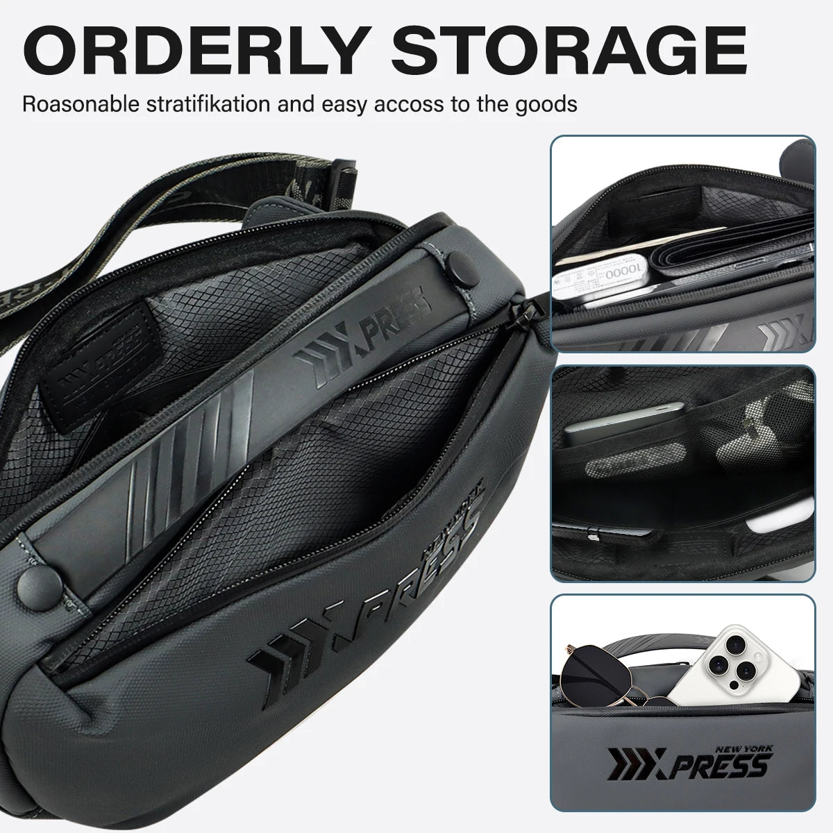 Crossbody Bag for Men,Anti Theft Waterproof Chest Bag Multifunctional Shoulder Bag Fashion Casual Travel Sling Bag