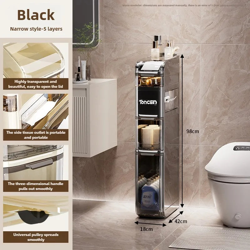 Bathroom crevice cabinet, bathroom living room storage cabinet, multifunctional storage cabinet, storage rack, large capacity