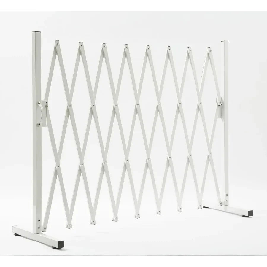 Metal Expandable Dog Gate 9 Feet for Indoor and Outdoor Use Versatile Accordion Safety Barrier with Portable Retractable Design