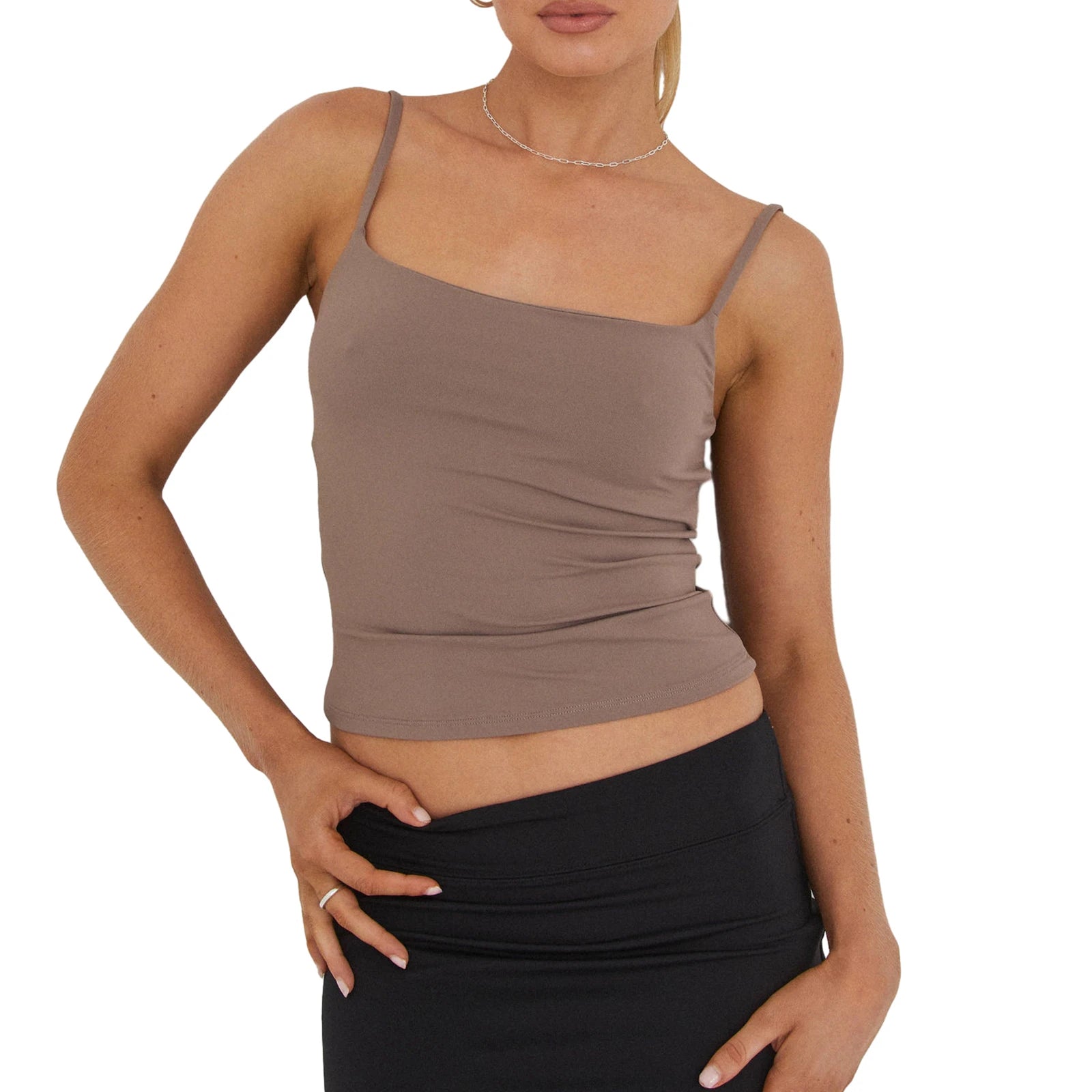 Women Crop Camisole Solid Color Summer Backless Spaghetti Strap Tank Tops Sleeveless T-Shirt for Streetwear Clubwear