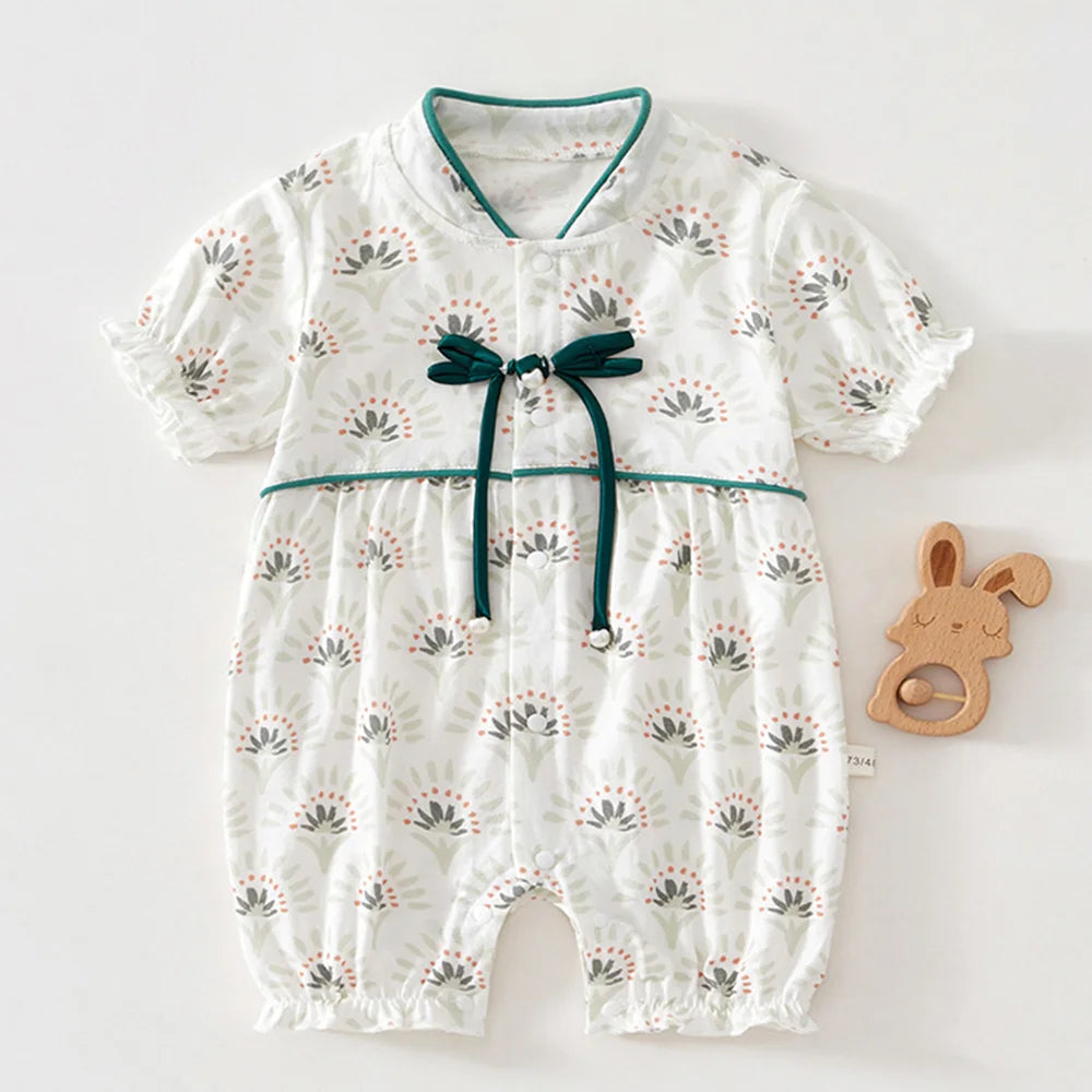 Baby Boys Clothes Summer 100% Cotton Newborn Onesies 1st Birthday Infant Girl Romper Chinese Style Baby Jumpsuit Wholesale