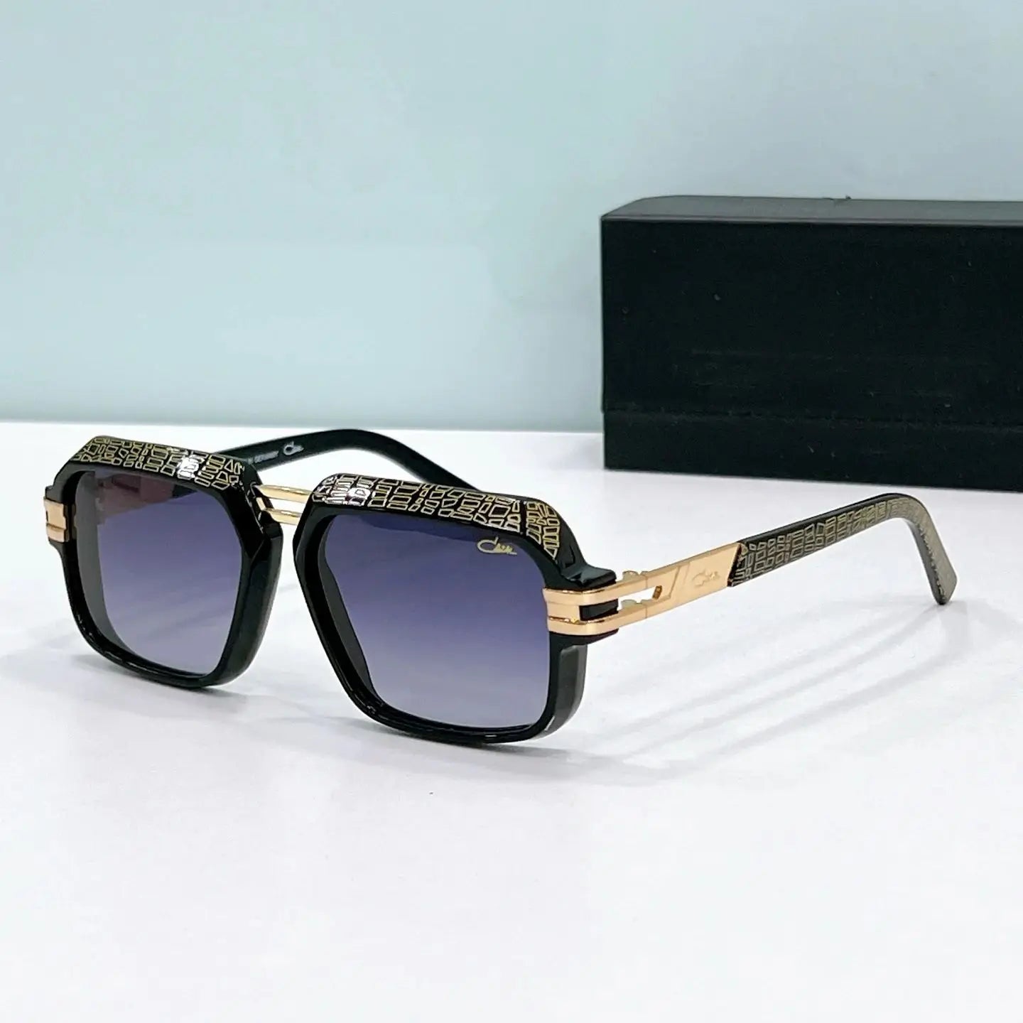 Original CCAZAL MOD6004 Fashion Business Square Men Sunglasses Gradient Purple Lenses Driving Anti-Glare Women Couple Eyewear