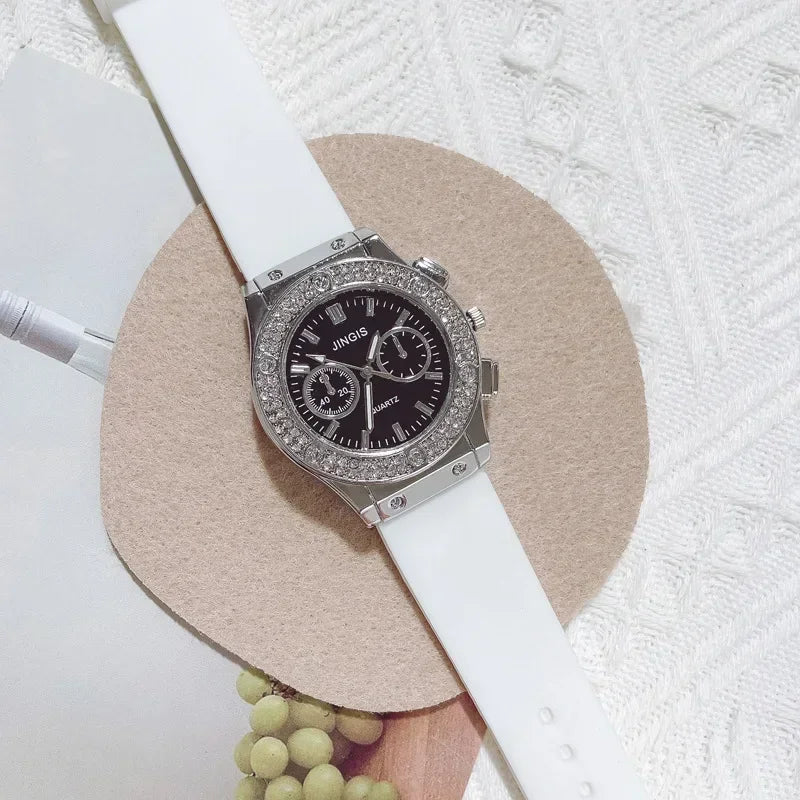 Fashion Women Watches Luxurious Brand Casual Diamond Female Rubber Quartz Wristwatches Simple Sport Clock Relogio Feminino