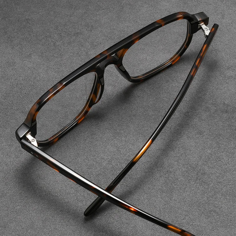 TFTB Fashion Trend Pilot Glasses Men Double Beam Acetate Ultralight Retro Optical Prescription Eyeglasses Frame Women 140mm