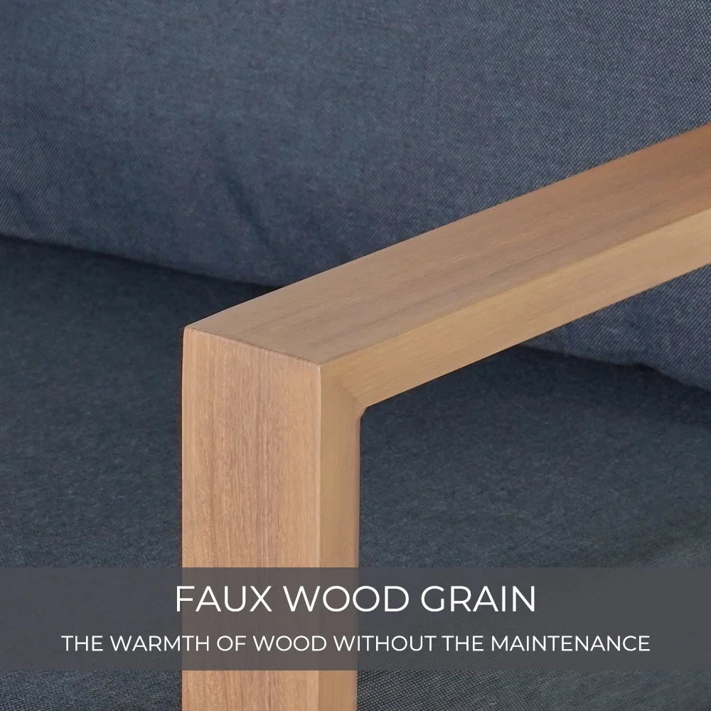 Outdoor 4-Piece Modern Aluminum Patio Furniture Sets,5 Person Conversation Set, Faux Wood Grain Finish Frame Sofa Set