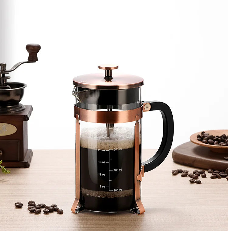 French Press Pot High Borosilicate Glass Pot Household Double-layer Filter Screen Hand Brewed Coffee Pot