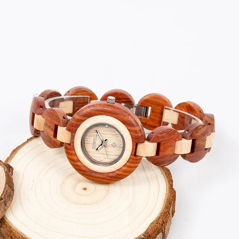 Natural Wooden Women Watches Watch Handmade Quartz Wood Watch Sport Unique Wristwatch for Women