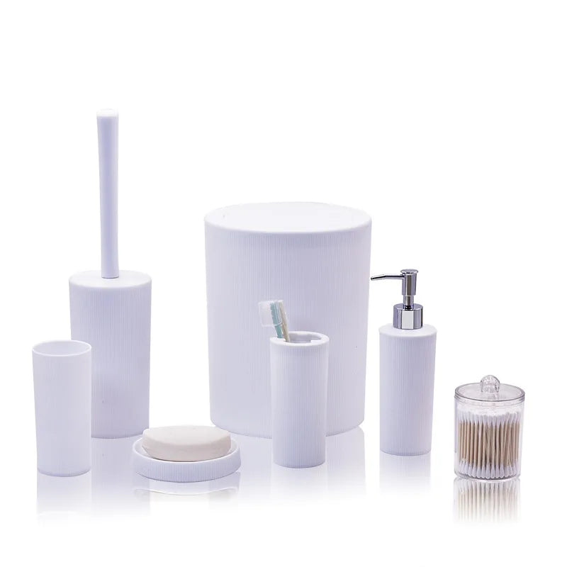 7pcs/set Modern Plastic Bathroom Accessories Set with Soap Dish Toothbrush Holder Dispenser 2026 New