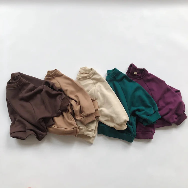 Autumn New Children Casual Sweatshirt For Boys Girls Long Sleeve Sweatshirt Solid Baby Loose Pullover Cotton Kids Clothes