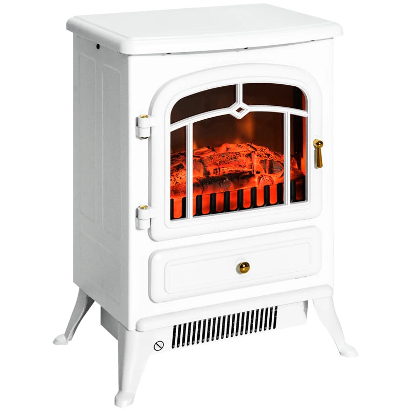 22 Electric Fireplace Heater, Freestanding Fire Place Stove with Realistic LED Flames and Logs, and Overheating Protection, 750W