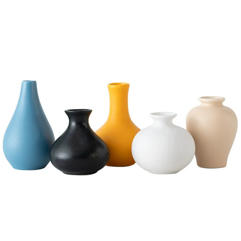 Ceramic Vases Set of 5 Multiple colors Design Handmade Terracotta Flower Pot Home Decor Christmas Decoration Table Centerpiece