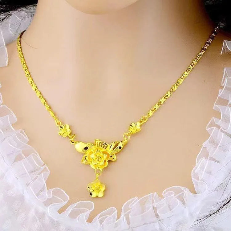 Rose Vietnamese gold sand necklace female gold-plated jewelry for girlfriend's birthday gift