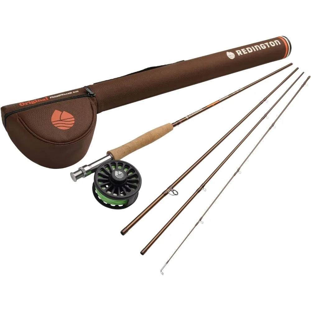 Original Fly Fishing Rod and Reel Combo Kit – 9’ 4-Piece Medium Action Rod, Crosswater Reel, Rio Fly Line, Leader, and Travel C