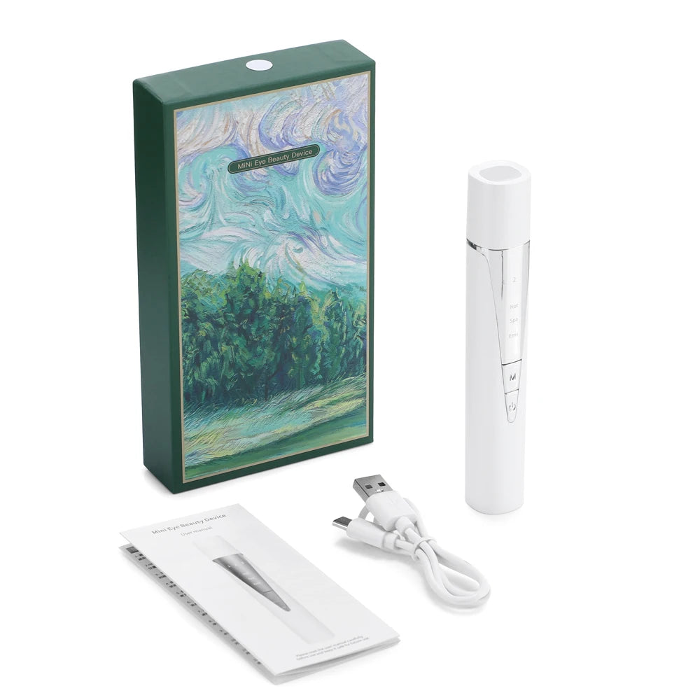 EMS Eye Beauty Device Heat Vibration Eye Massager Anti Dark Circle Remove Eye Bags Red Light Therapy Face Lift Wand Massage Pen