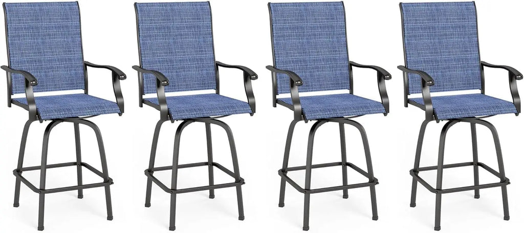 5-Piece Outdoor High Top Bar Set - Bar Height Table and Chairs for Patio, Waterproof Bistro Set for 4, Light Blue