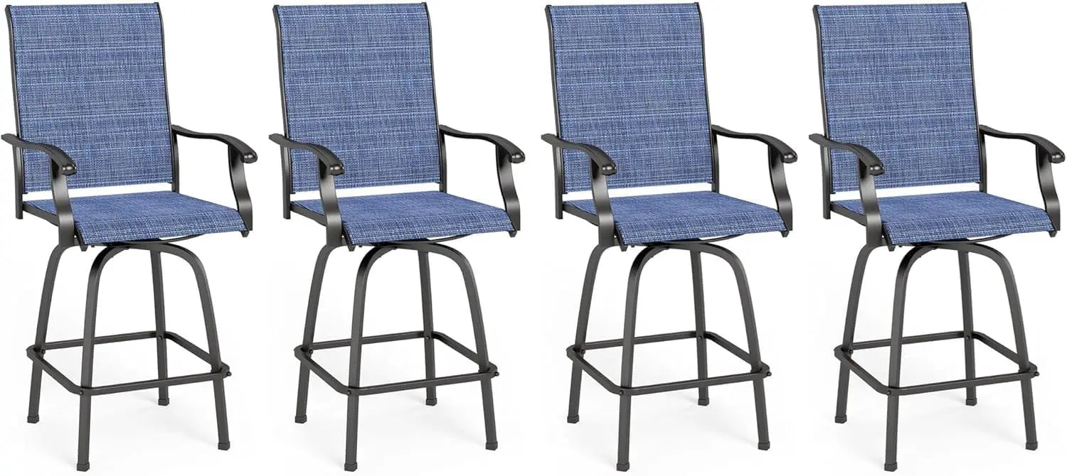 5-Piece Outdoor High Top Bar Set - Bar Height Table and Chairs for Patio, Waterproof Bistro Set for 4, Light Blue