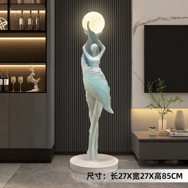 Home Decor Abstract Girl Statues Floor Decor Living Room Large Welcome Sculptures Artistic Ornaments Housewarming Gift Figurines