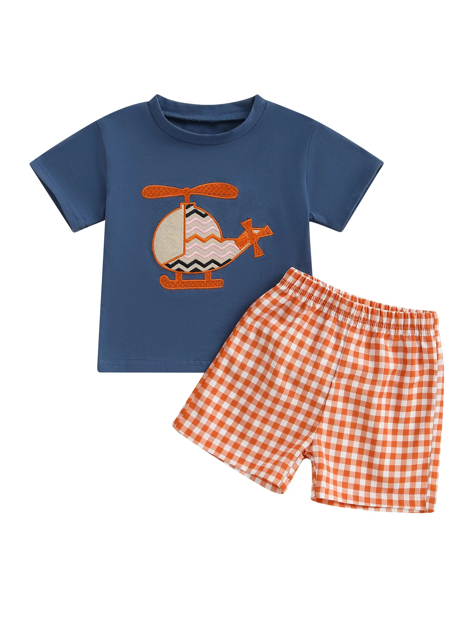 Baby Boy Casual Outfit Dinosaur Print Short Sleeve Crew Neck T-Shirt Denim Shorts 2Pcs Set for Summer Wear