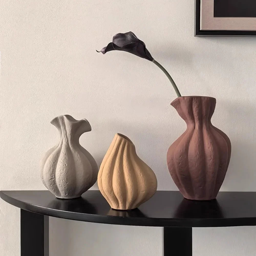 Livetai Wabi-Sabi Handmade Ceramic Vase, Organic Artistic Flower Pot for Living Room, Study & TV Console, Modern Boho Decor