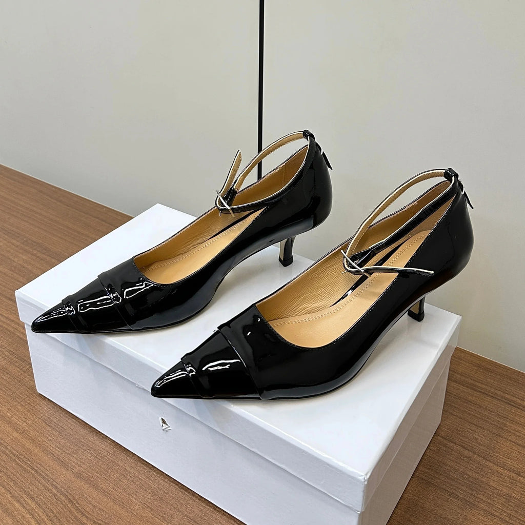 2025 Newest Genuine Leather Round-Toe Ankle-Strap Woman Flats Mary Janes Ballet Dance Shoes Banquet Shoes Woman Sapato Feminino