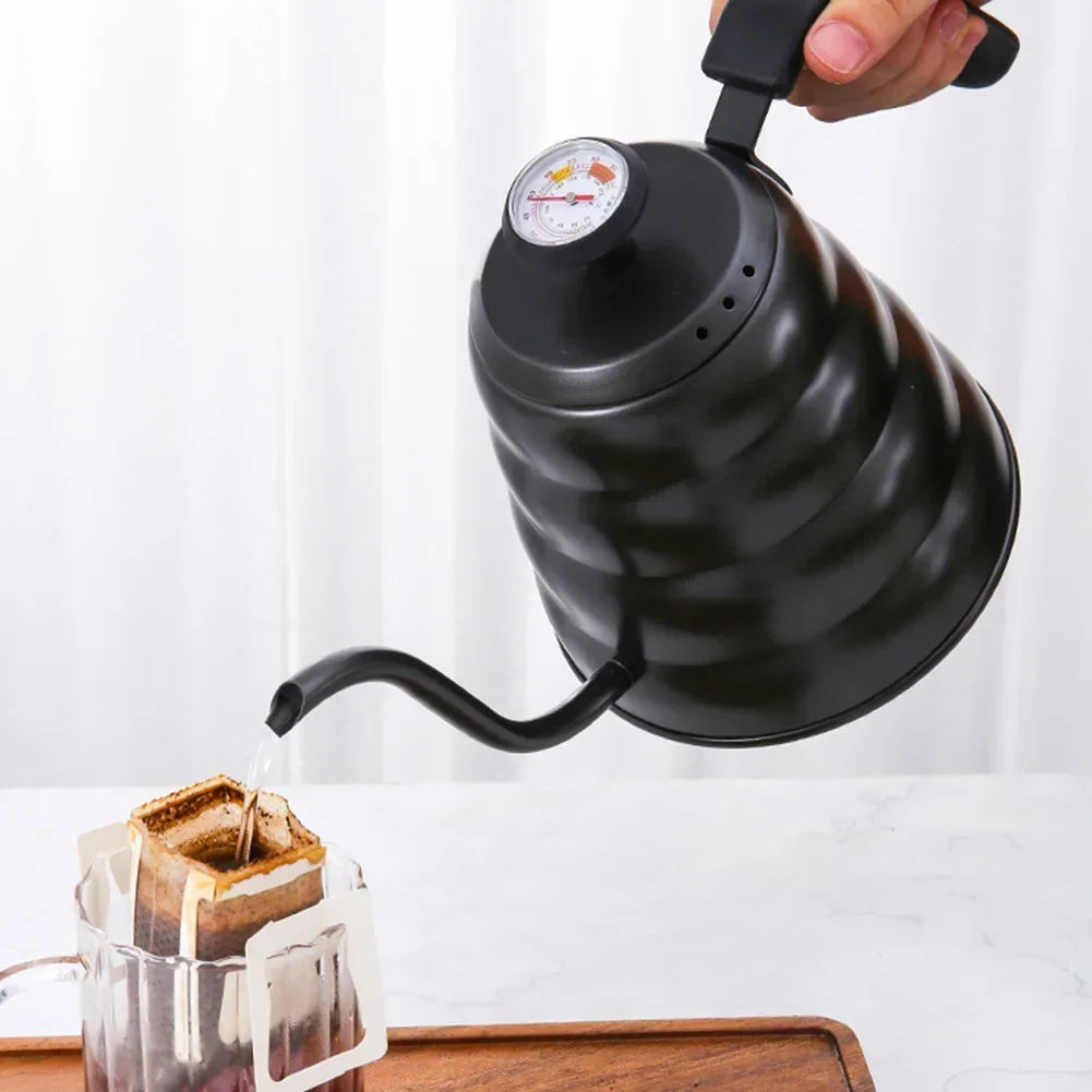 1.2L 1L Coffee Drip Kettle Pot with Thermometer Pour Over Coffee Tea Pot Stainless Steel Drip Kettle For Home Office Cafetera