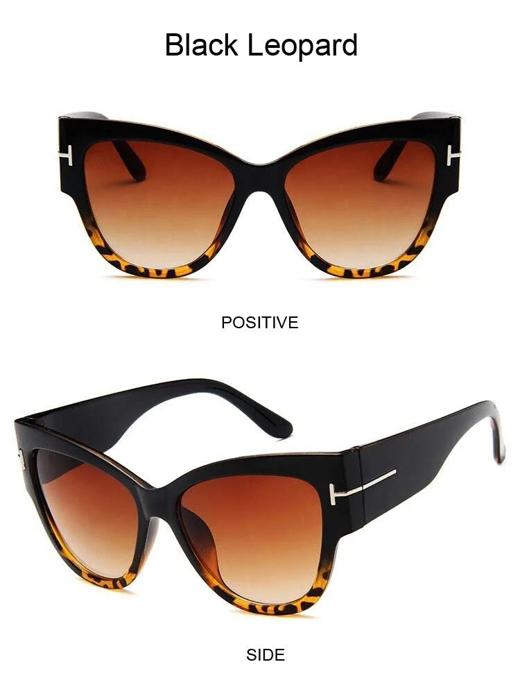 Women Sunglasses  New Fashion Brand Designer Cat Eye Female Gradient Points Sun Glasses Big UV400