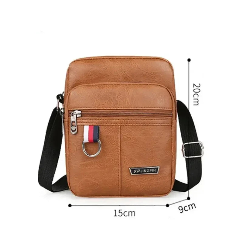 Men's High Quality PU Leather Shoulder Bag Large Capacity Chest Bag Fashion Casual Solid Color Crossbody Bag
