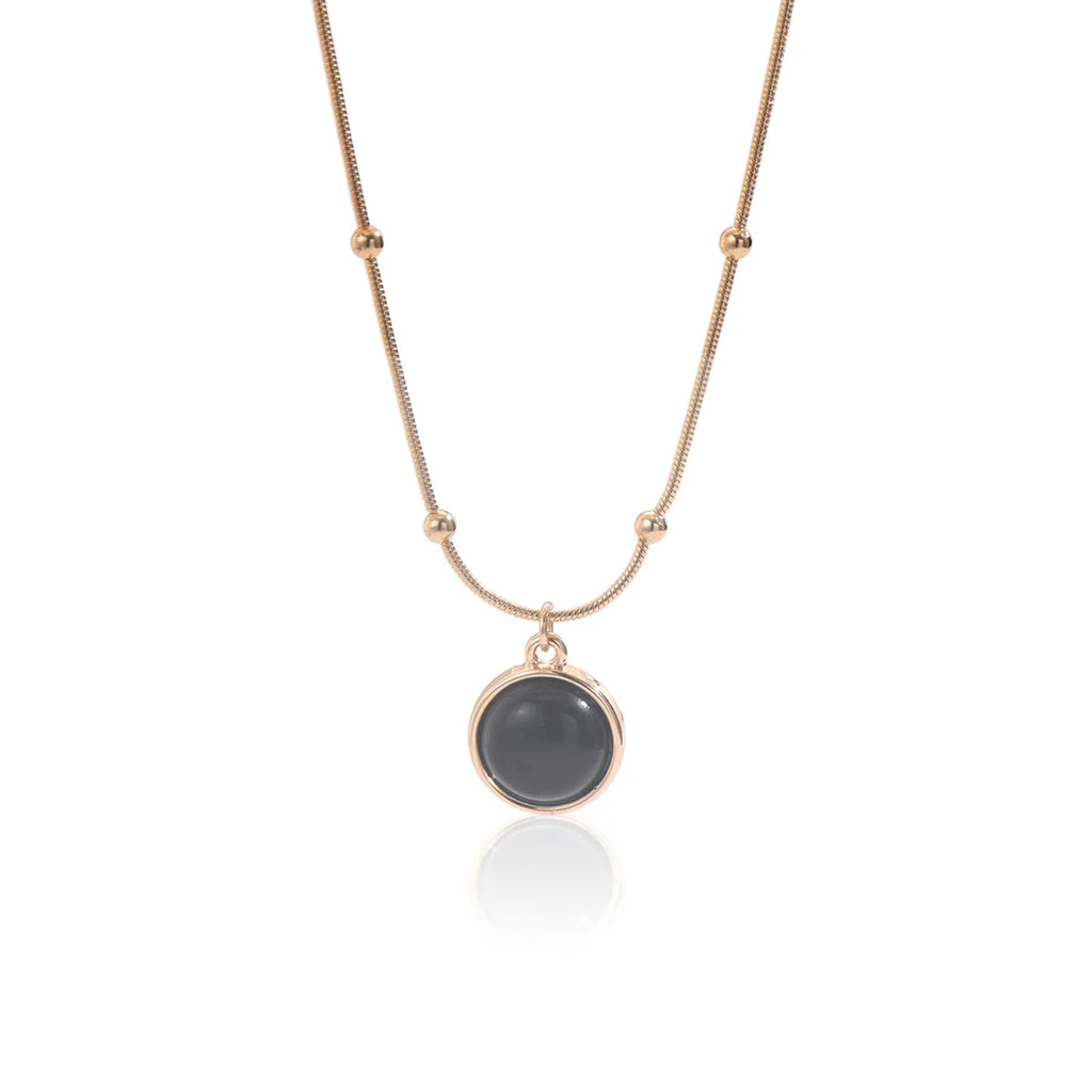 Lxalry 18K Gold-Plated Mood Necklace, Stainless Steel Minimalist Jewelry, Color-Shifting Pendant, Hypoallergenic Gift for Women