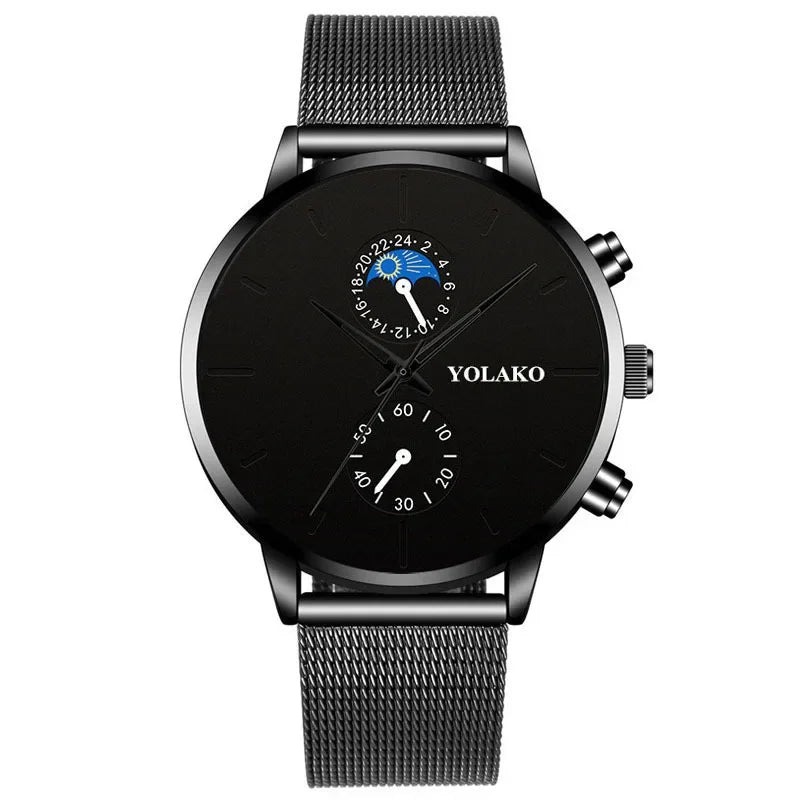 Reloj Hombre Mens Watches Luxury Stainless Steel Mesh Belt Quartz Wristwatch Men Business Calendar Clock Relogio Masculino