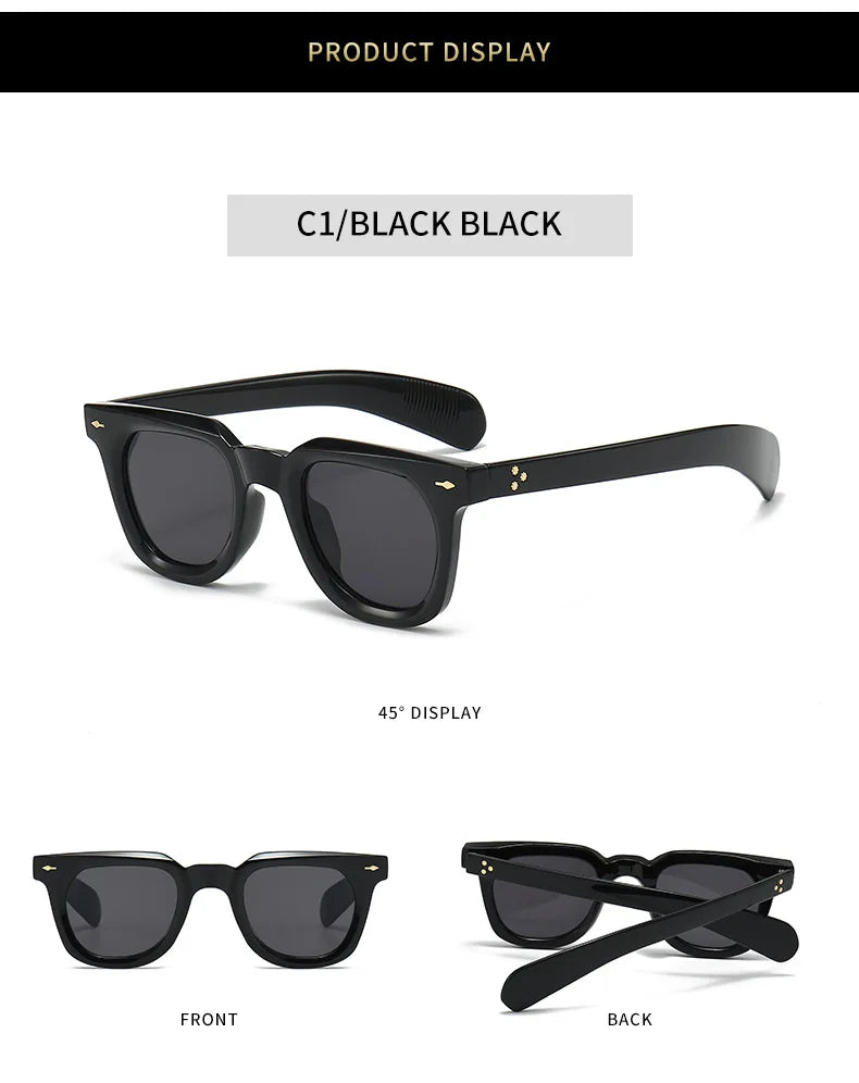 Ins Popular Women Square Sunglasses Men Vintage Rivets Punk Female Shades UV400 Fashion Male Sun Glasses