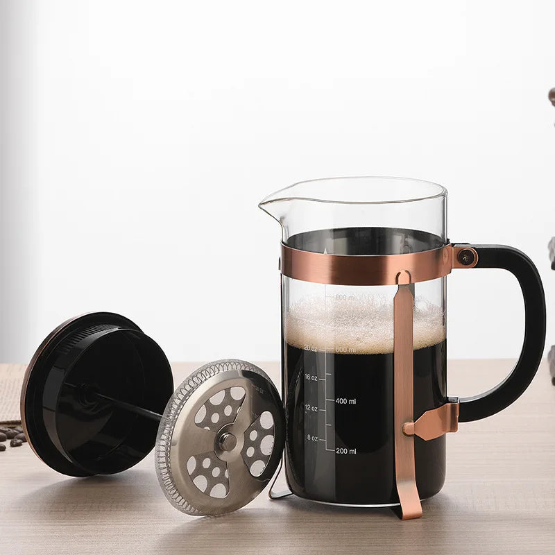 French Press Pot High Borosilicate Glass Pot Household Double-layer Filter Screen Hand Brewed Coffee Pot