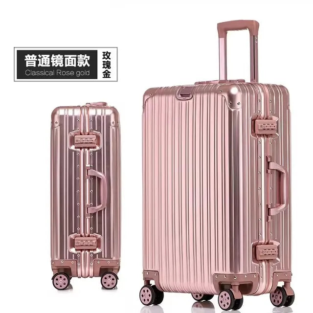NO LOGO High Grade Rolling Luggage 100% Aluminum-magnesium Boarding Perfect For Spinner Brand Travel Suitcase