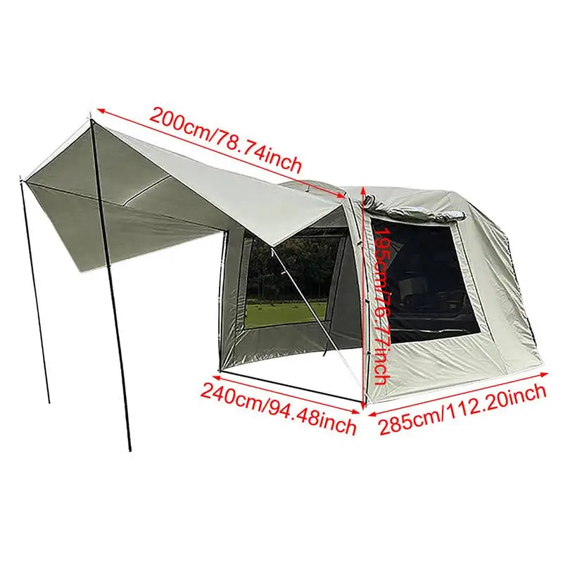 SUV MPV Car Truck Tent For Camping Car Rear Tent Waterproof 5-6 Person Auto Tail Tent Awning Beach Sunshade For Self-driving