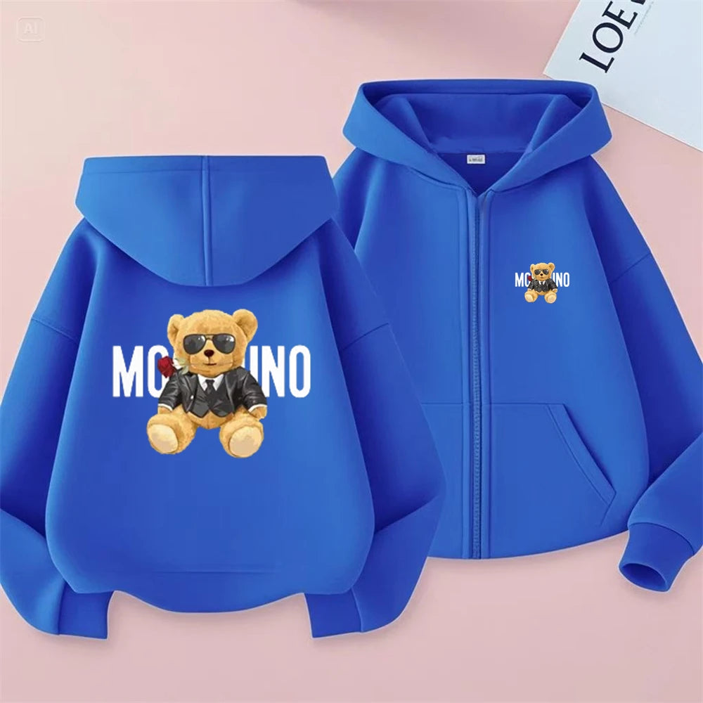 Children Little Bear Hoodie Toddler 3-12 Year Coat  Fashion zipper style Clothing Boys Girls Tops Spring Leisure Sweatshirr