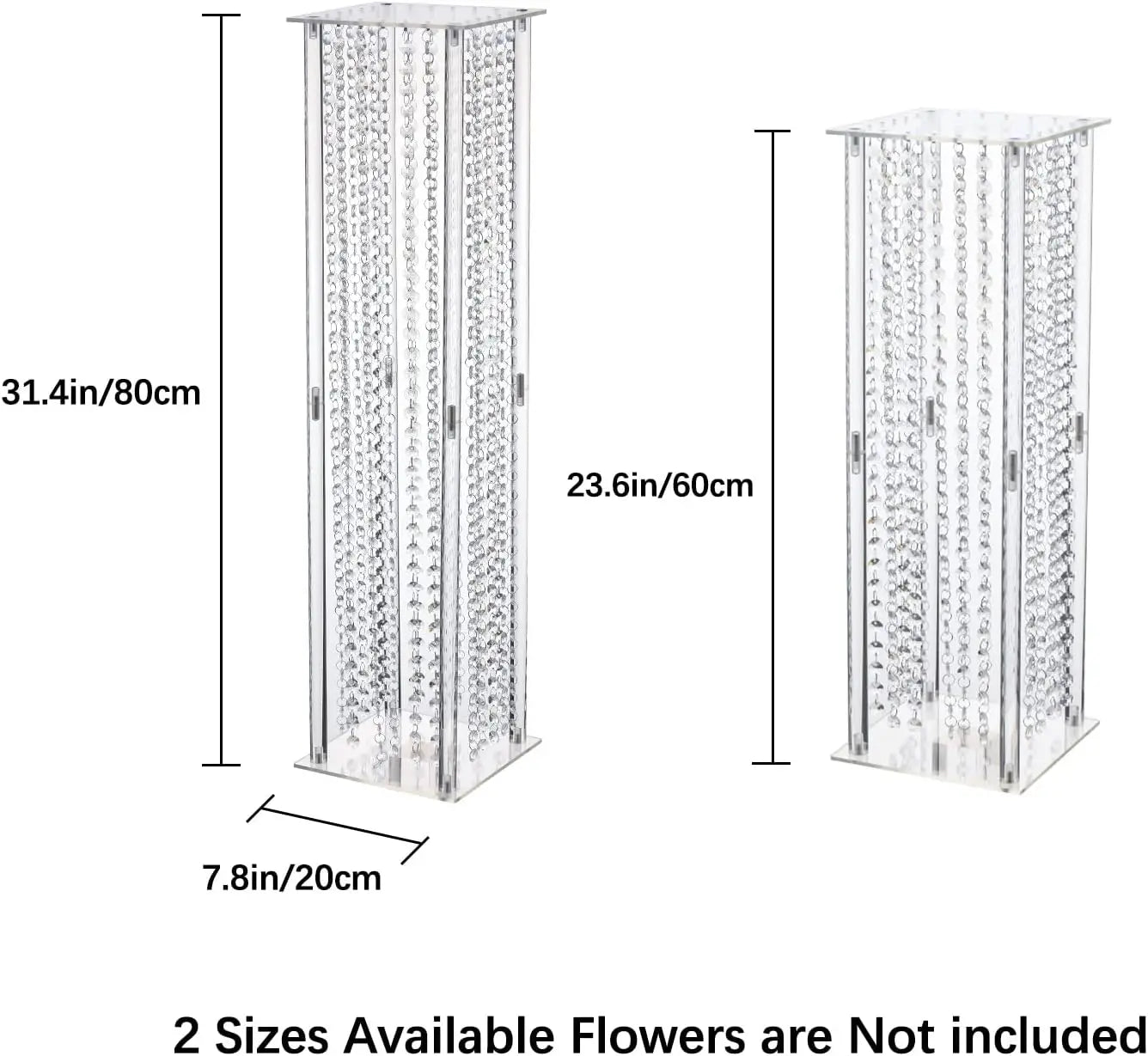 8PCS Crystal Vases for Centerpieces Acrylic Wedding Vase with Crystals Beads23.6"Floral Vase Display Holder for Birthday Party