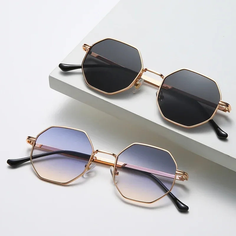 Sunglasses For Women Polygon Metal Sunglasses Vintage Frame Men Luxury Brand Design Sun Glasses Women Mirror Gafas De Sol Uv400