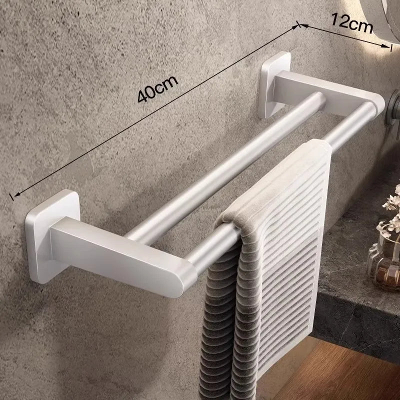 Towel rack modern space aluminum non-perforated wall mounting shelves bathroom towel rack single rod toilet storage hanger