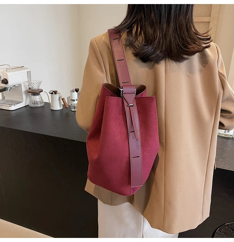 Retro Frosted Buet Bag Large Capaci Commuter Women's Single oulder Slant Cross Bag Soft PU Material Buet ape