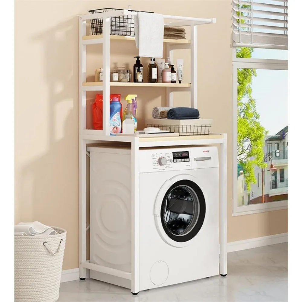 3 Tier Wooden Over The Washer and Dryer Storage Shelf Bathroom Shelf Washing Machine Storage Shelf for Bathroom Laundry Room