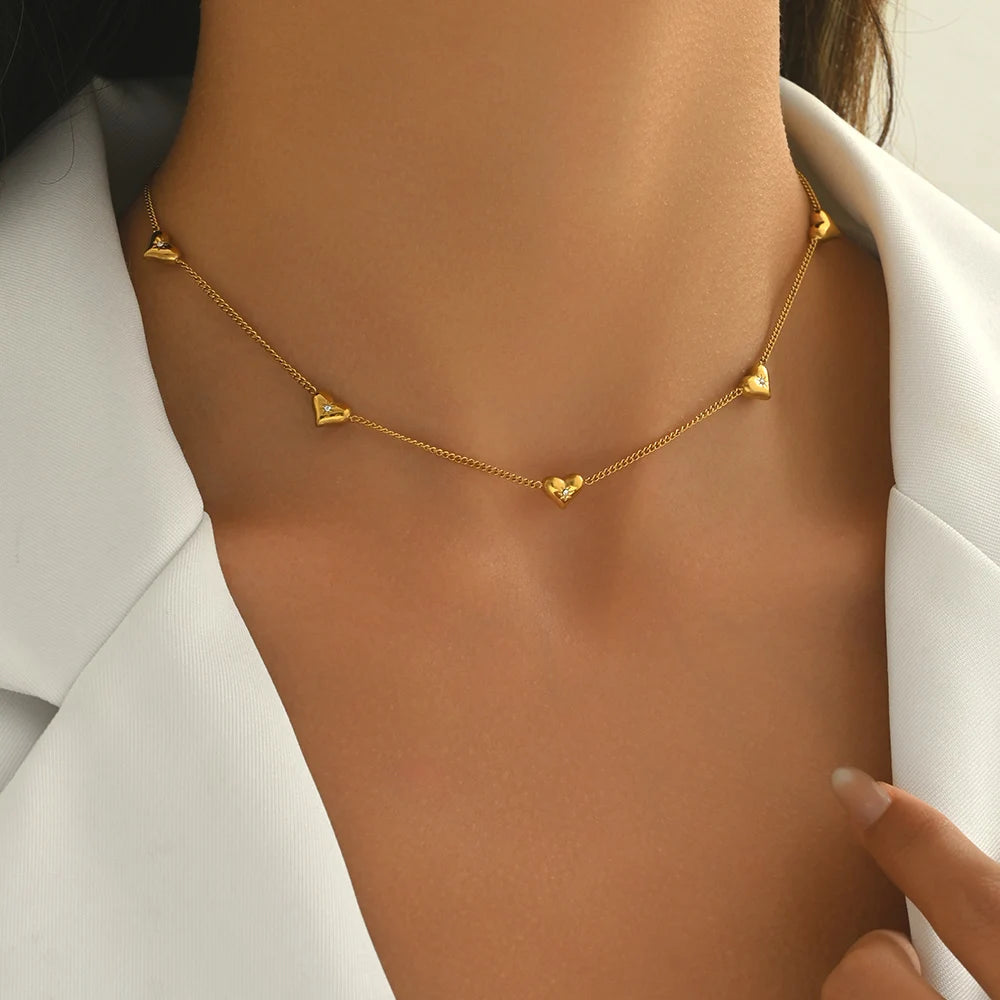 Lxalry Gold Heart Necklace for Women – 18K Gold Plated Stainless Steel Dainty Layered Jewelry, Waterproof Hypoallergenic Non-Tar