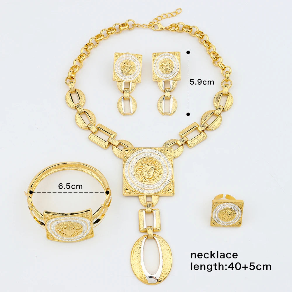 YM Jewelry Set For Women 18K Gold Color African Jewelry Accessories Earring Necklace Bracelet Ring For Woman Weddings Gift Party