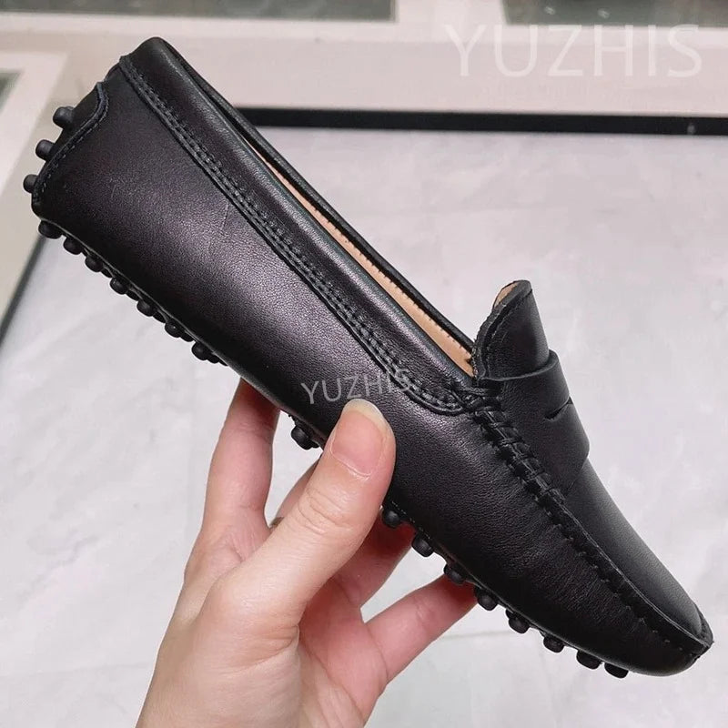 Candy Color Flat Classic Shoes For Women Genuine Leather Slip On Loafers Spring Autumn Casual Shoes Concise Flat Shoes Women