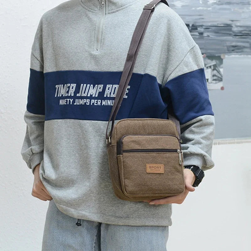 Men's Sidebag For Business Crossbody Bag Fashion Korean Version Men's Canvas Large Capacity Single Shoulder Messenger Bag