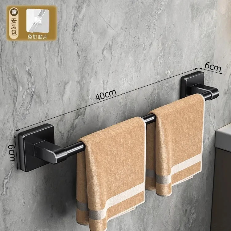 Towel rack modern space aluminum non-perforated wall mounting shelves bathroom towel rack single rod toilet storage hanger