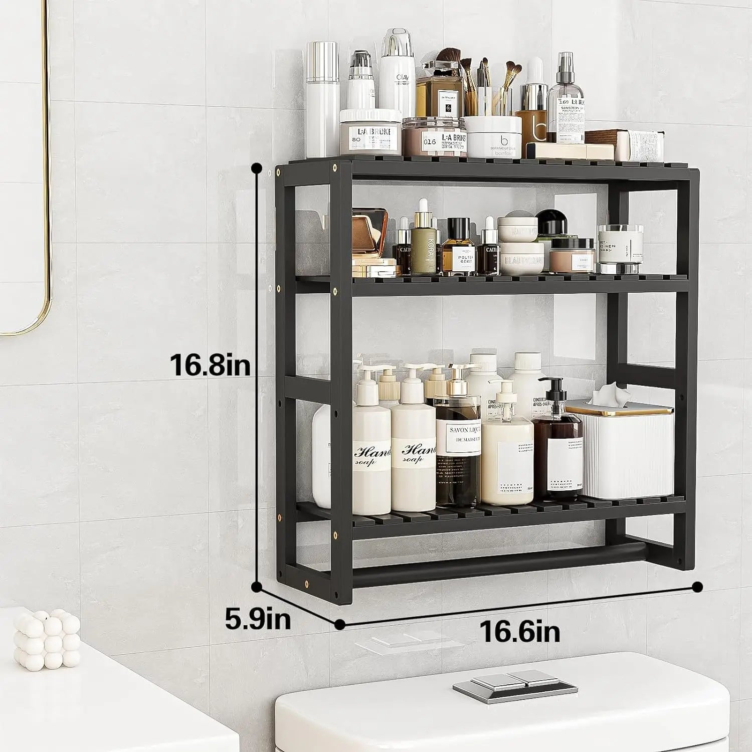 Bathroom Storage Rack Space Save Large Capacity Dormitory Bookshelf Wall Mount Stable and Sturdy Kitchen Seasoning Display Rack