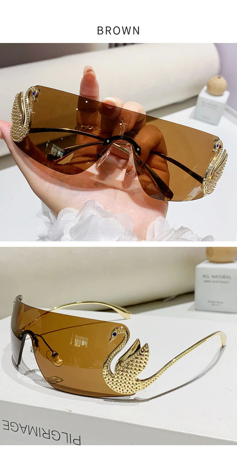 New trendy frameless cut edge integrated sunglasses for street photography, UV resistant sunglasses