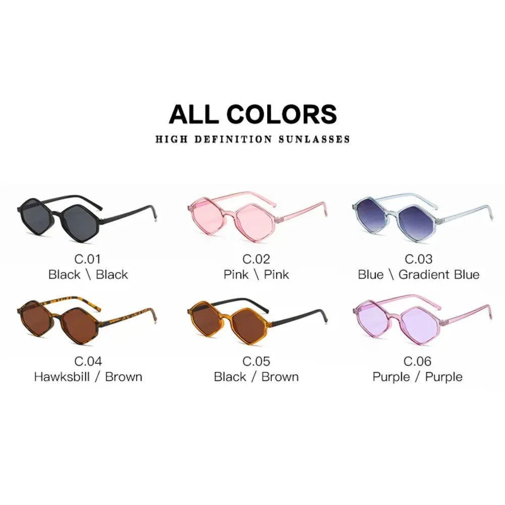 2025 Sunglasses for Women Rhombus Clear Blue Sun Glasses Irregular Vintage Small Frame Goggle UV400 Ladies Lentes De Sol Mujer