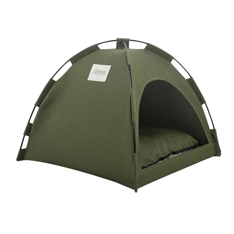 Cat Tent House,Portable Canvas Dog Teepee with Cushion Indoor or Outdoor Pet Tent House for Cats,Dogs Puppies and Small Animals