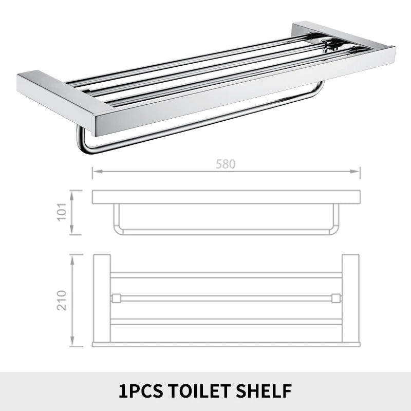 SANLUOIS High Quality SUS 304 Stainless Steel Bathroom Accessories Wall Monted Toilet Showerroom Towel Rack Bathroom Set