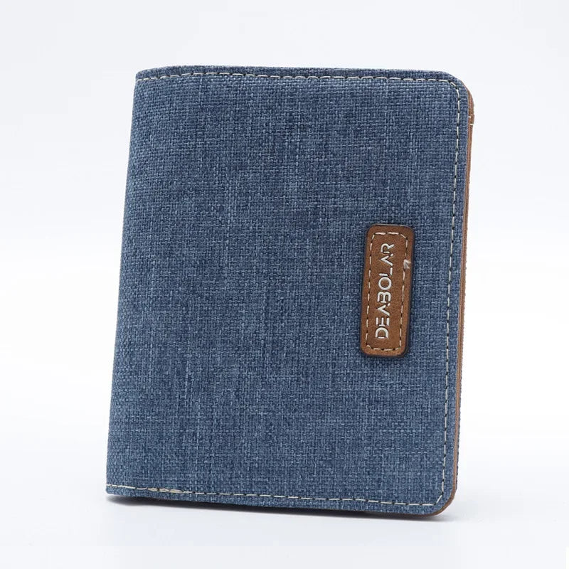 Men's Short Wallet Cowboy Canvas Business Male Super Thin Small Money Vintage Korean Version Citrill Tide Wholesale Solid Color